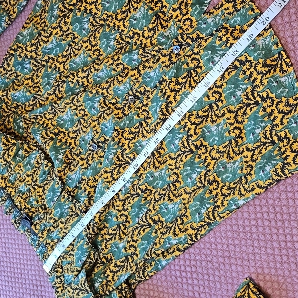 J.Crew‎ Off Shoulder Ratti Top Elephant Print 8 Button Front Ruffle 3/4 Sleeve - Picture 6 of 10